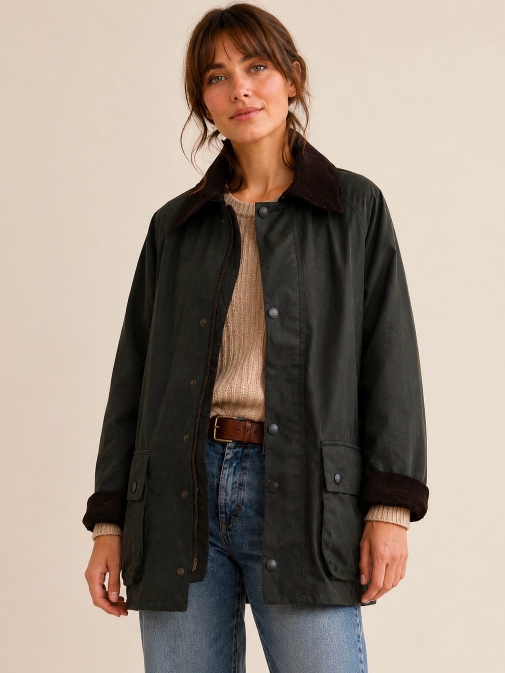 John Partridge England Waxed Cotton Barn Jacket Olive Green Heritage Women’s M